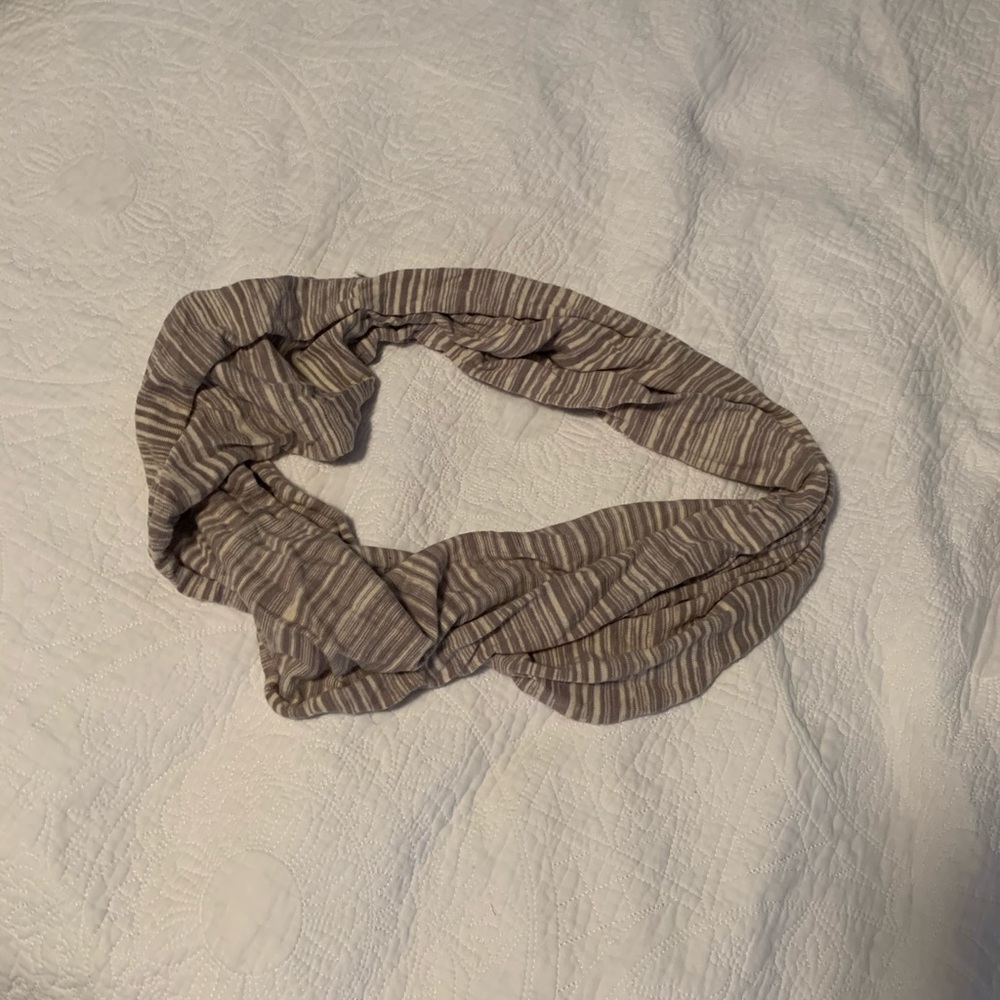 American Eagle Outfitters Striped Greige and Cream Infinity Scarf